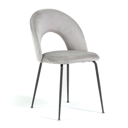 Margot – sedia in velluto con schienale curvo e gambe in metallo