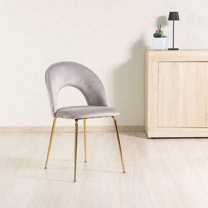Margot – sedia in velluto con schienale curvo e gambe in metallo