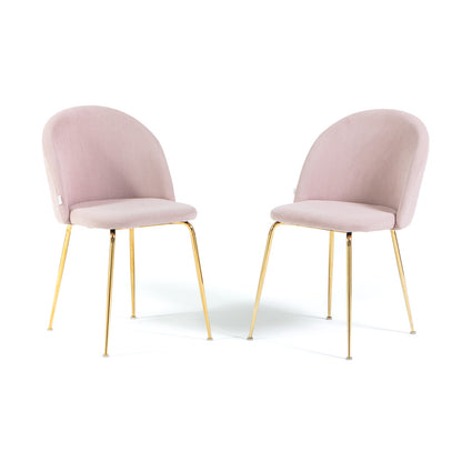 Sara – sedia in velluto a costine con gambe in metallo, colore rosa chiaro, gambe oro
