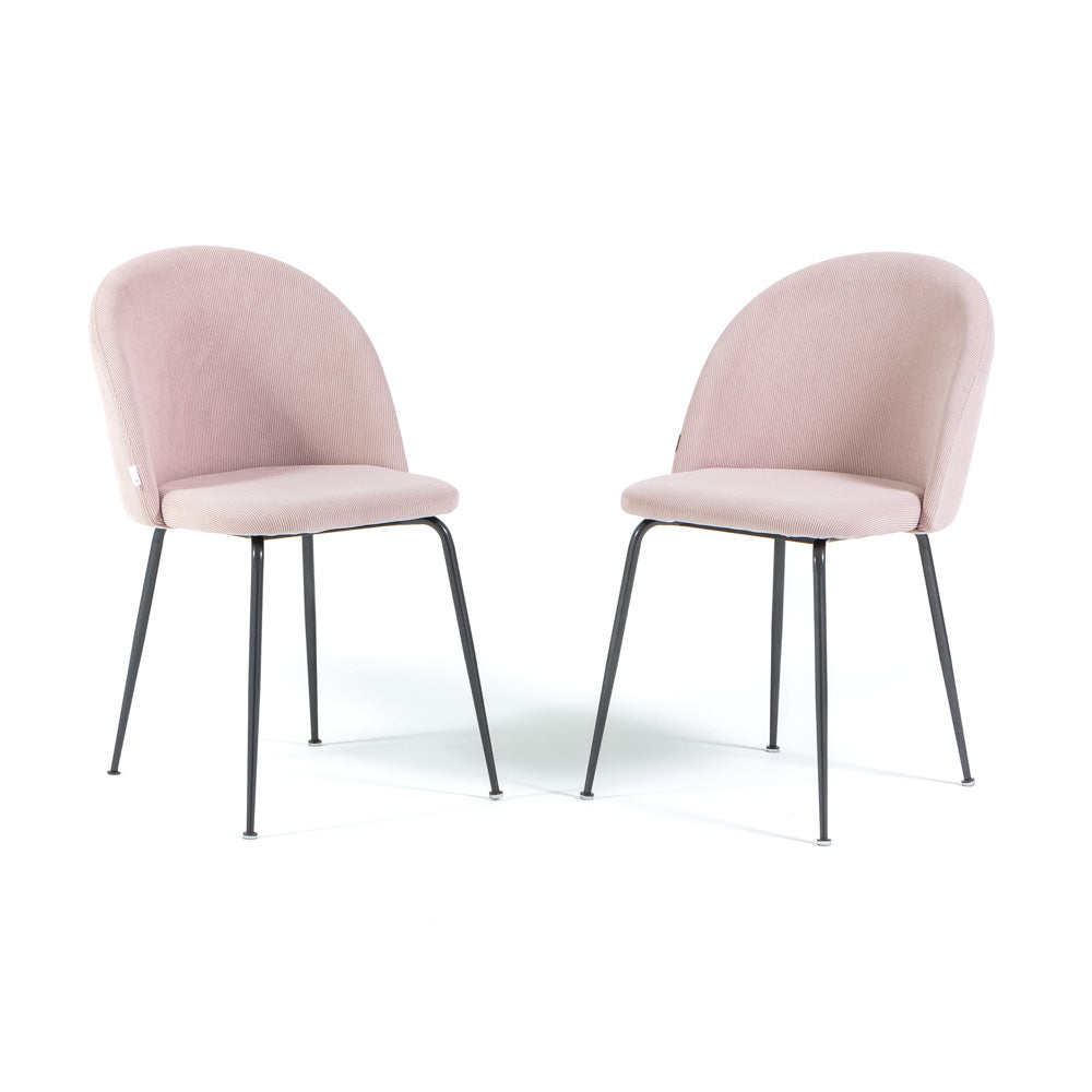 Sara – sedia in velluto a costine con gambe in metallo, colore rosa chiaro, gambe grigio scuro