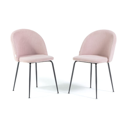 Sara – sedia in velluto a costine con gambe in metallo, colore rosa chiaro, gambe grigio scuro