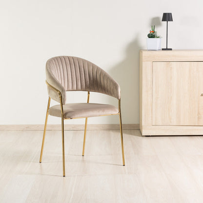 Lea – sedia in velluto trapuntato con gambe in metallo