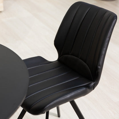 Luana – sedia in ecopelle con cuciture verticali e gambe in metallo