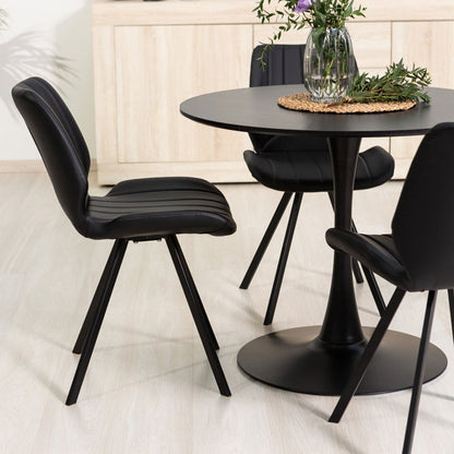 Luana – sedia in ecopelle con cuciture verticali e gambe in metallo