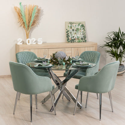 Tessa – Poltroncina avvolgente in velluto con gambe in metallo