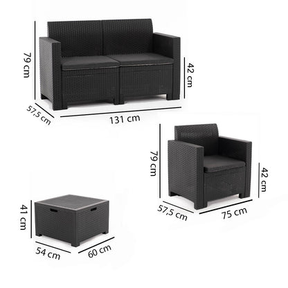 Salina – set relax da giardino 2 posti in polipropilene effetto rattan