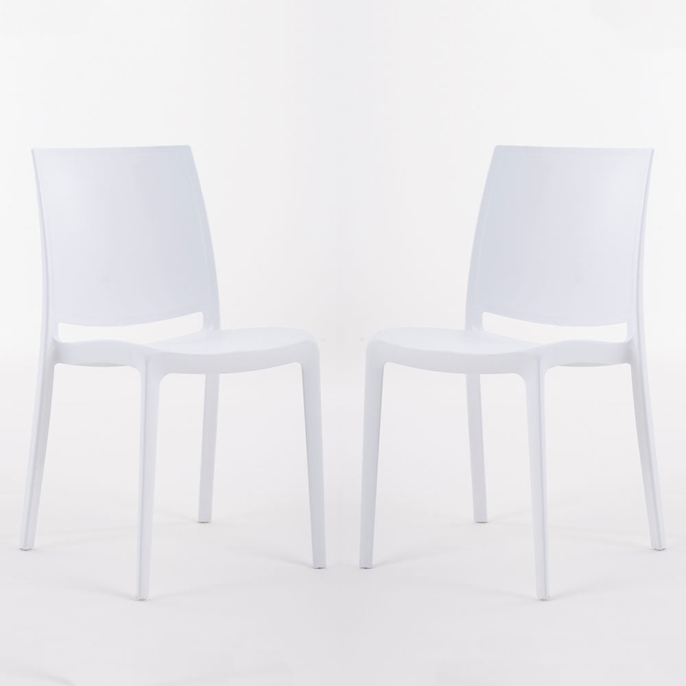 Carmen – sedia in polipropilene dal design lineare, colore bianco