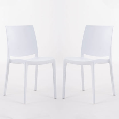 Carmen – sedia in polipropilene dal design lineare, colore bianco