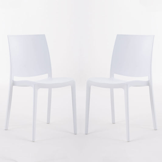 Carmen – sedia in polipropilene dal design lineare, colore bianco