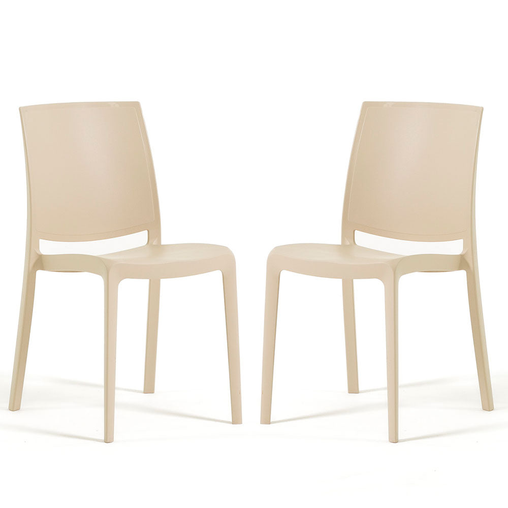 Carmen – sedia in polipropilene dal design lineare, colore crema