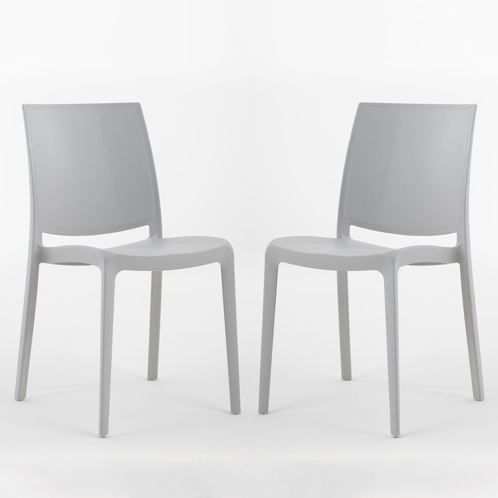 Carmen – sedia in polipropilene dal design lineare, colore grigio chiaro