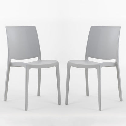 Carmen – sedia in polipropilene dal design lineare, colore grigio chiaro