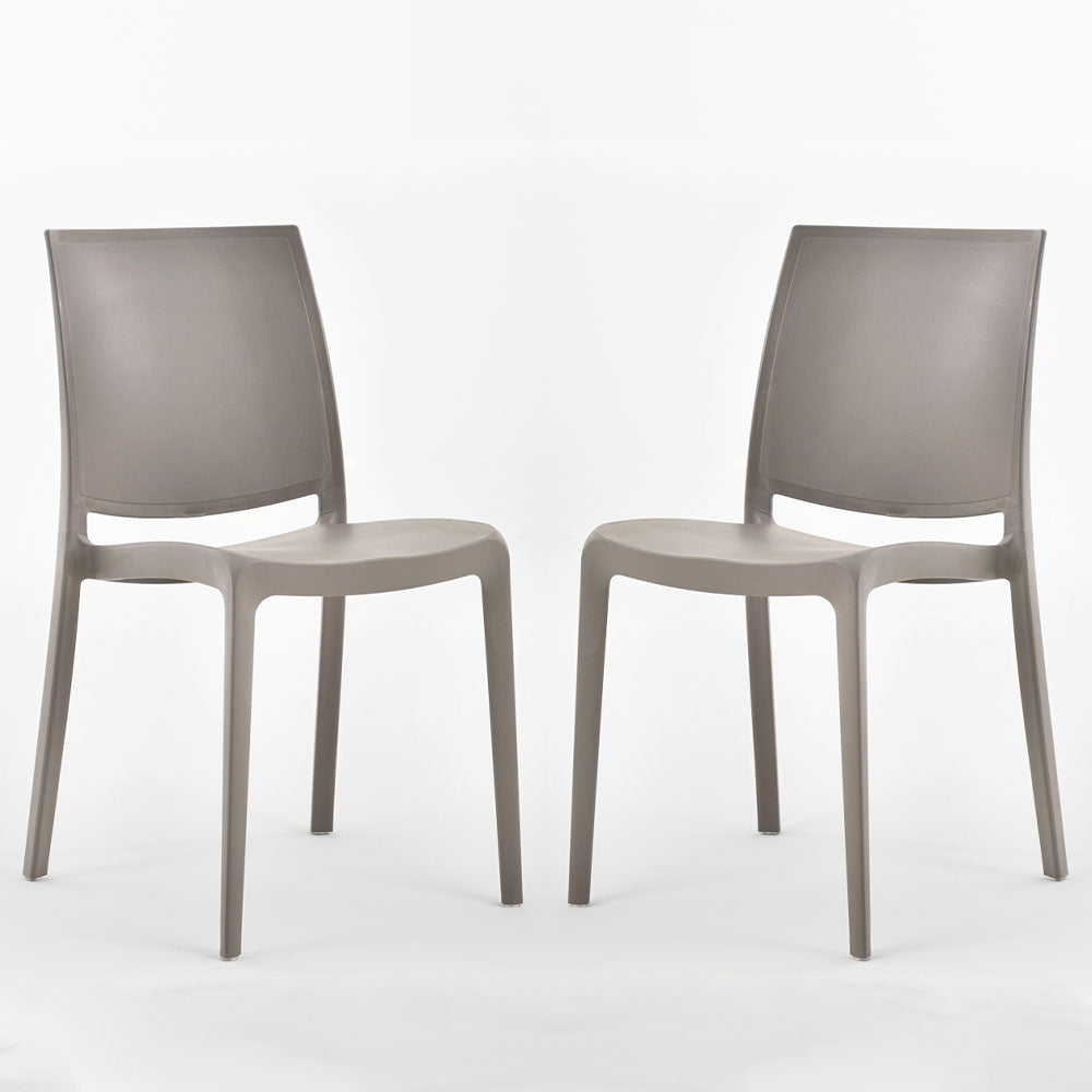 Carmen – sedia in polipropilene dal design lineare, colore tortora