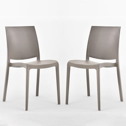 Carmen – sedia in polipropilene dal design lineare, colore tortora