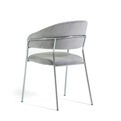 Lea – sedia in velluto trapuntato con gambe in metallo