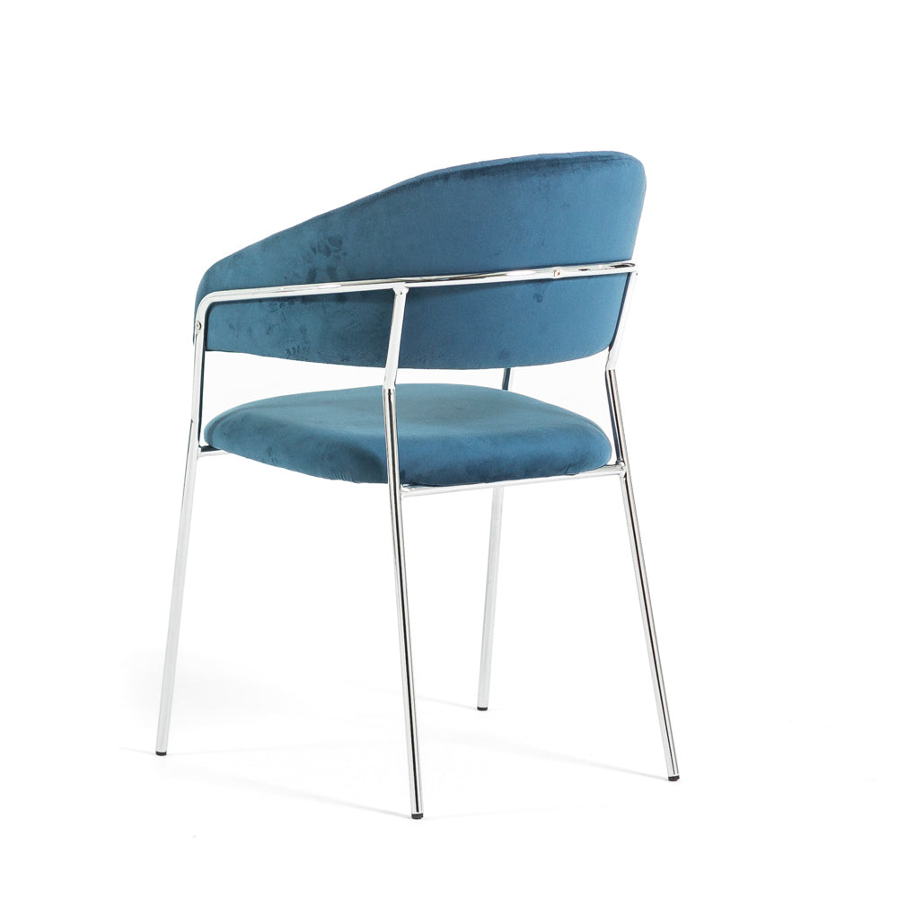 Lea – sedia in velluto trapuntato con gambe in metallo