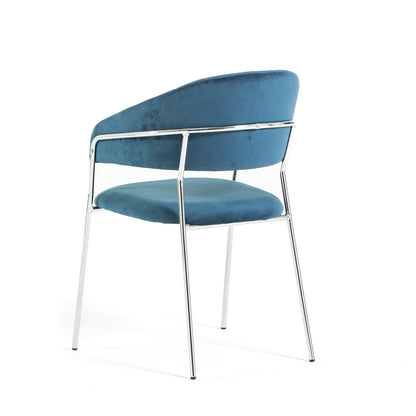 Lea – sedia in velluto trapuntato con gambe in metallo