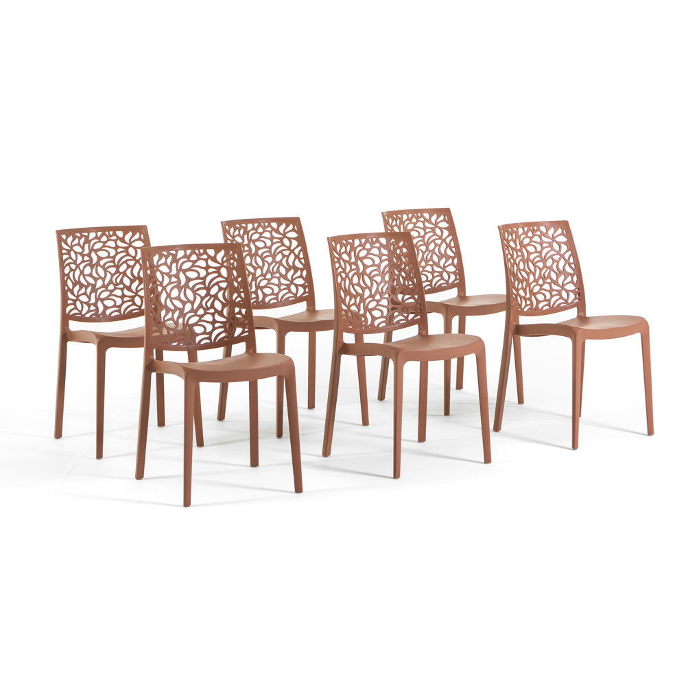 Anna – sedia in polipropilene monoblocco impilabile, colore mocha mousse
