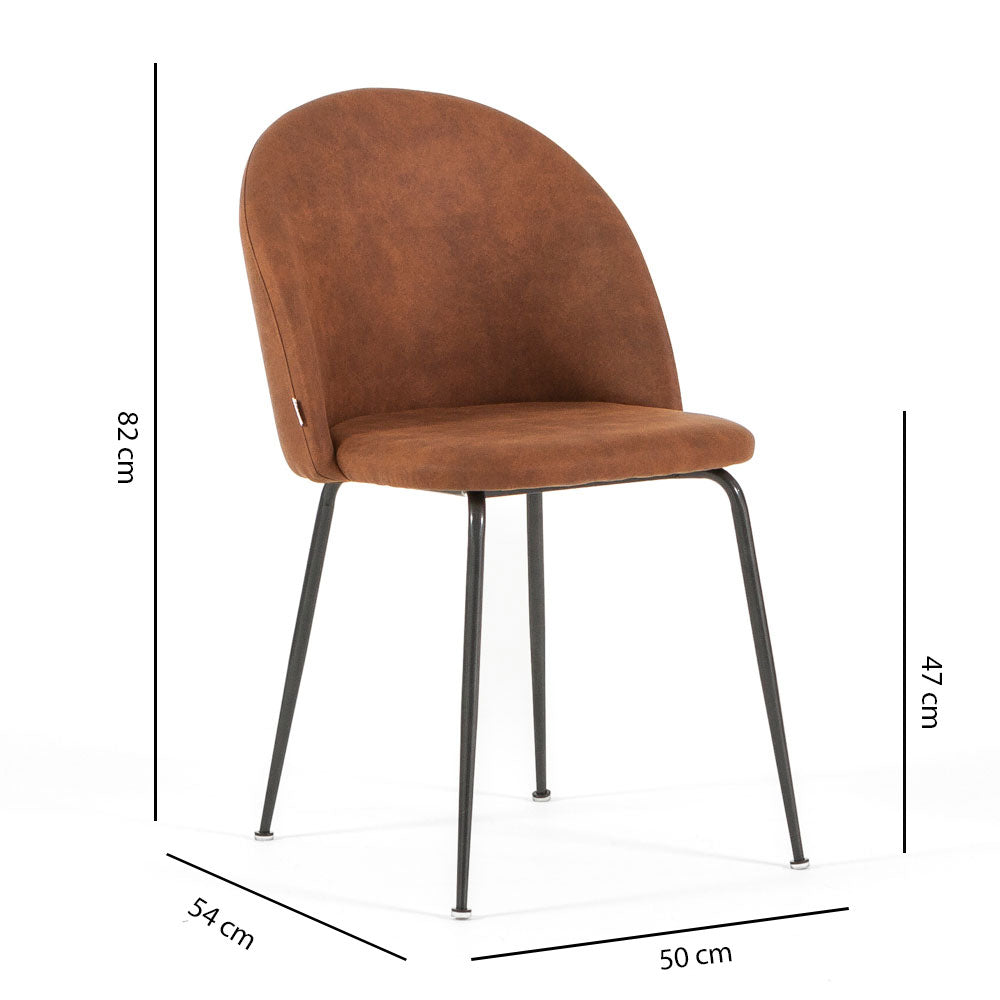 Sara – sedia in ecopelle con gambe in metallo