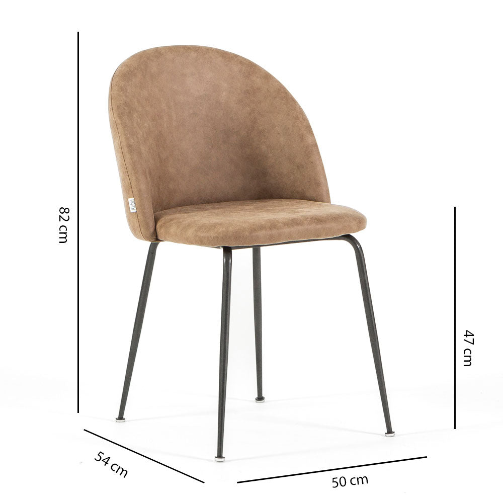 Sara – sedia in ecopelle con gambe in metallo
