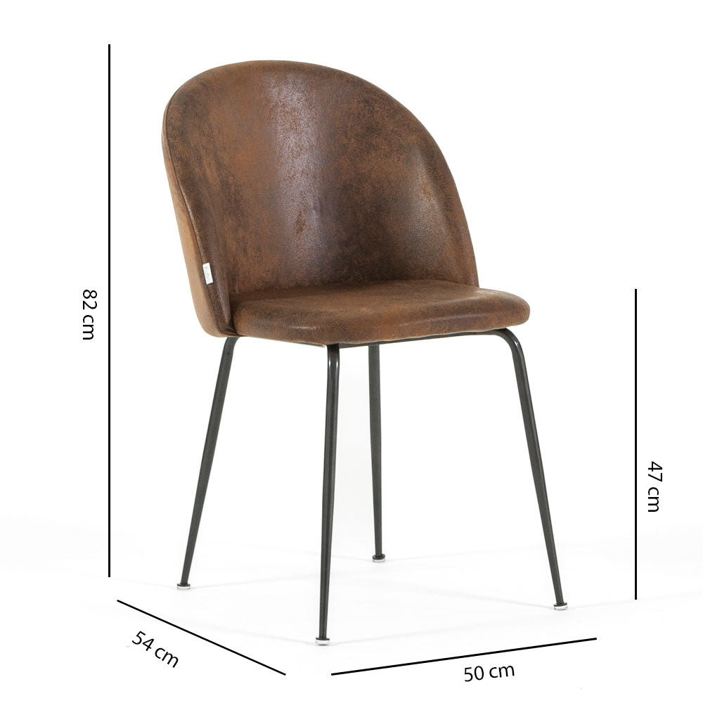 Sara – sedia in ecopelle con gambe in metallo