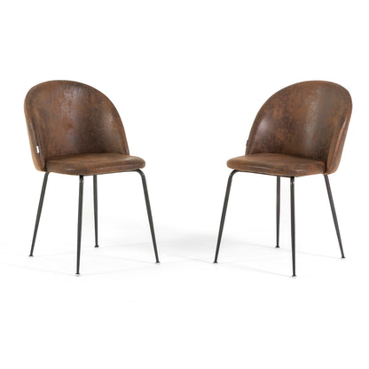 Sara – sedia in ecopelle con gambe in metallo, colore caffè, gambe grigio scuro