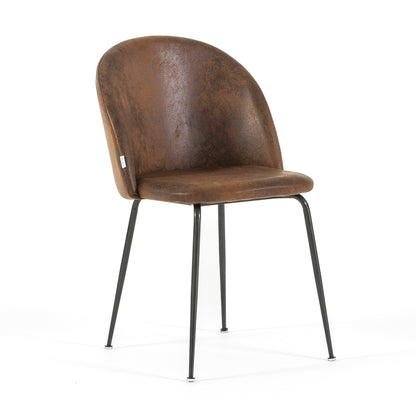 Sara – sedia in ecopelle con gambe in metallo, colore caffè, gambe grigio scuro