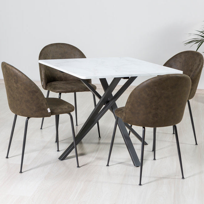Sara – sedia in ecopelle con gambe in metallo