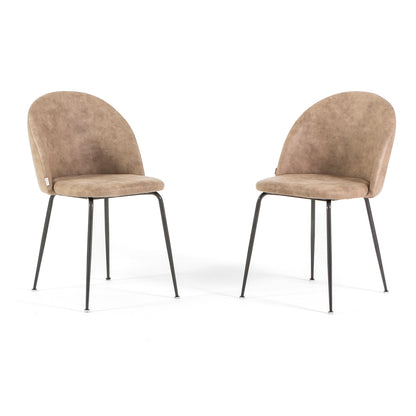 Sara – sedia in ecopelle con gambe in metallo, colore sabbia, gambe grigio scuro