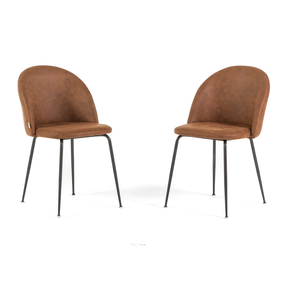 Sara – sedia in ecopelle con gambe in metallo, colore cuoio, gambe grigio scuro