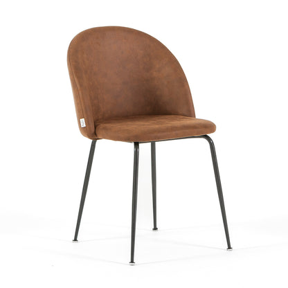 Sara – sedia in ecopelle con gambe in metallo, colore cuoio, gambe grigio scuro