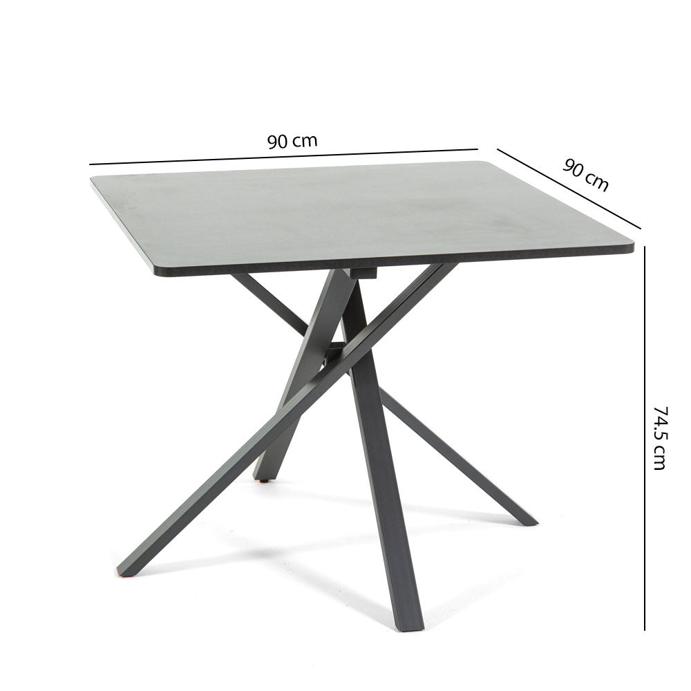Carlo – tavolo quadrato in melaminico con base in metallo