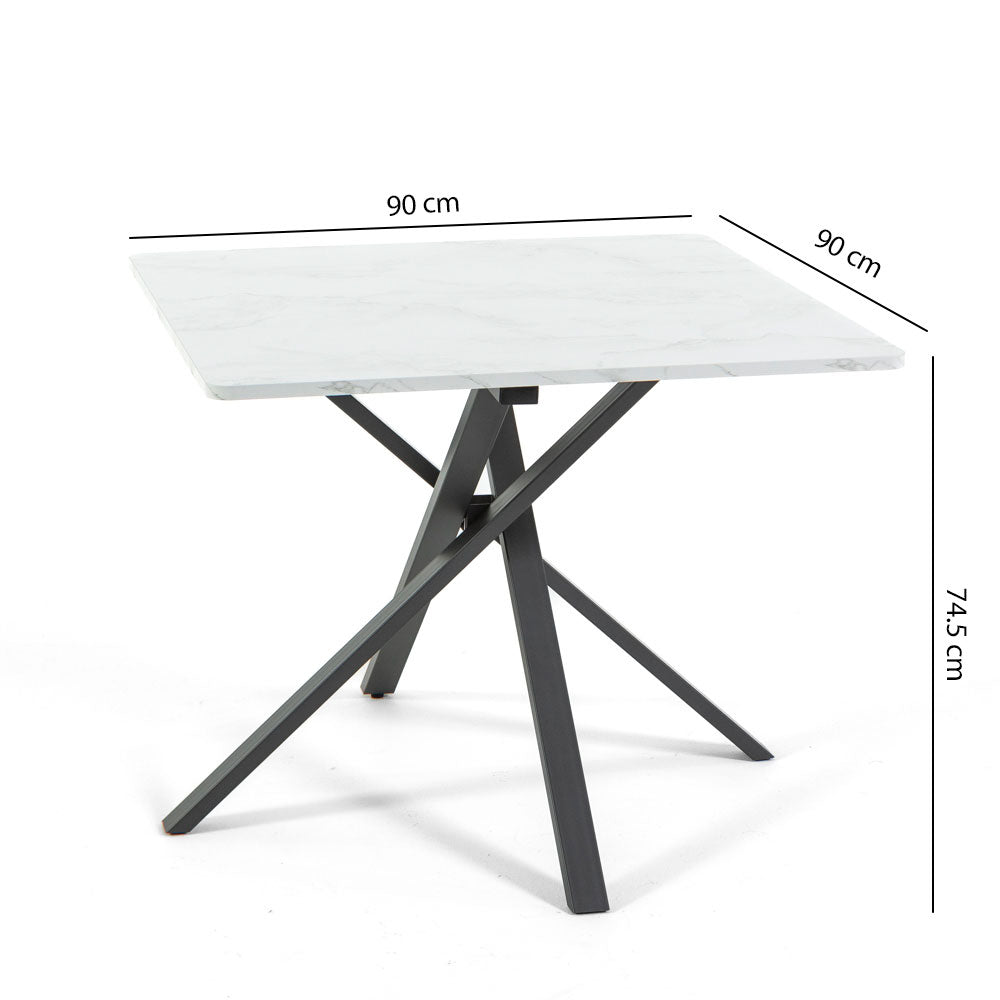 Carlo – tavolo quadrato in melaminico con base in metallo