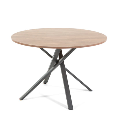Carlo – tavolo rotondo in melaminico con base incrociata, gambe grigio scuro, top tavolo legno
