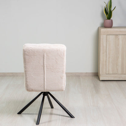 Monica – Poltroncina girevole in tessuto a coste e gambe metallo