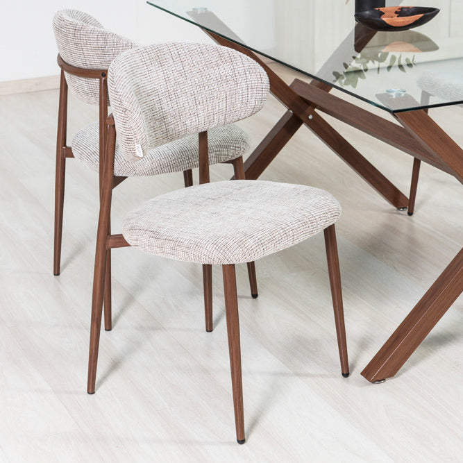 Moira – sedia in tessuto mélange con metallo effetto legno