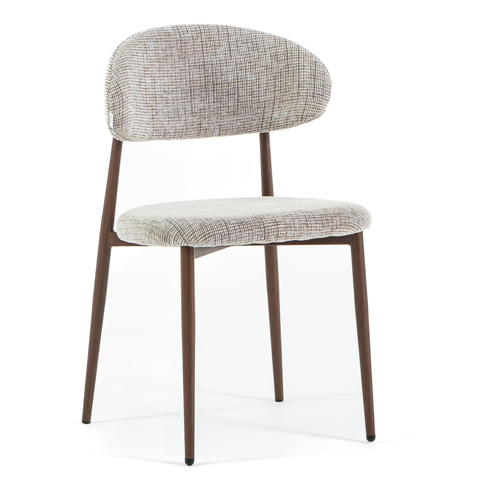 Moira – sedia in tessuto mélange con metallo effetto legno