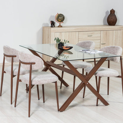 Moira – sedia in tessuto mélange con metallo effetto legno