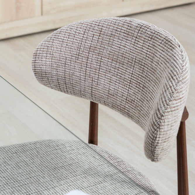 Moira – sedia in tessuto mélange con metallo effetto legno