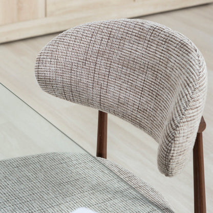 Moira – sedia in tessuto mélange con metallo effetto legno