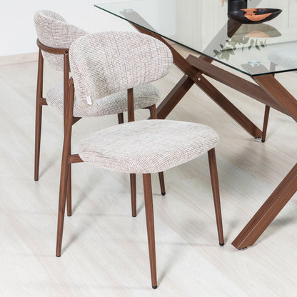 Moira – sedia in tessuto mélange con metallo effetto legno