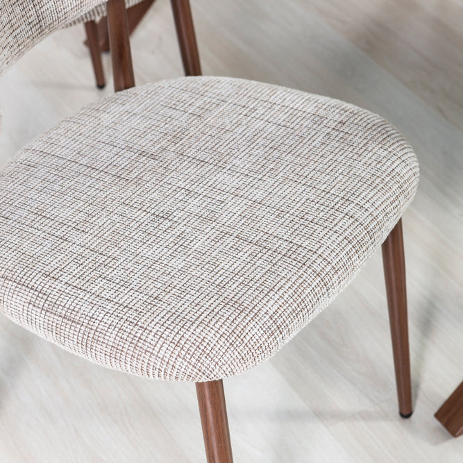 Moira – sedia in tessuto mélange con metallo effetto legno