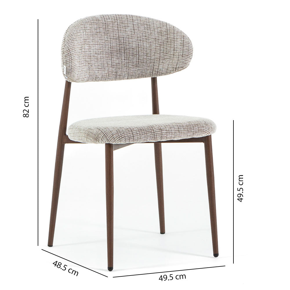 Moira – sedia in tessuto mélange con metallo effetto legno