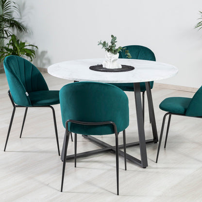 Damiano – tavolo rotondo in melaminico con base in metallo