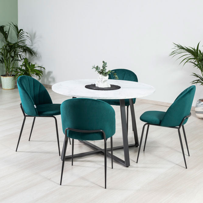 Damiano – tavolo rotondo in melaminico con base in metallo