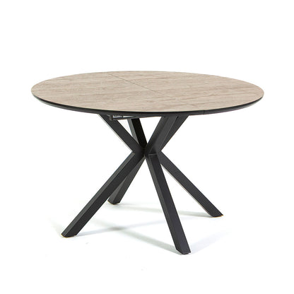 Sebastian – tavolo allungabile in melaminico e metallo, colore nero, dimensione ø 120 cm