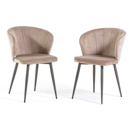 Clarissa – sedia ergonomica in velluto con gambe in metallo, colore beige, gambe tortora