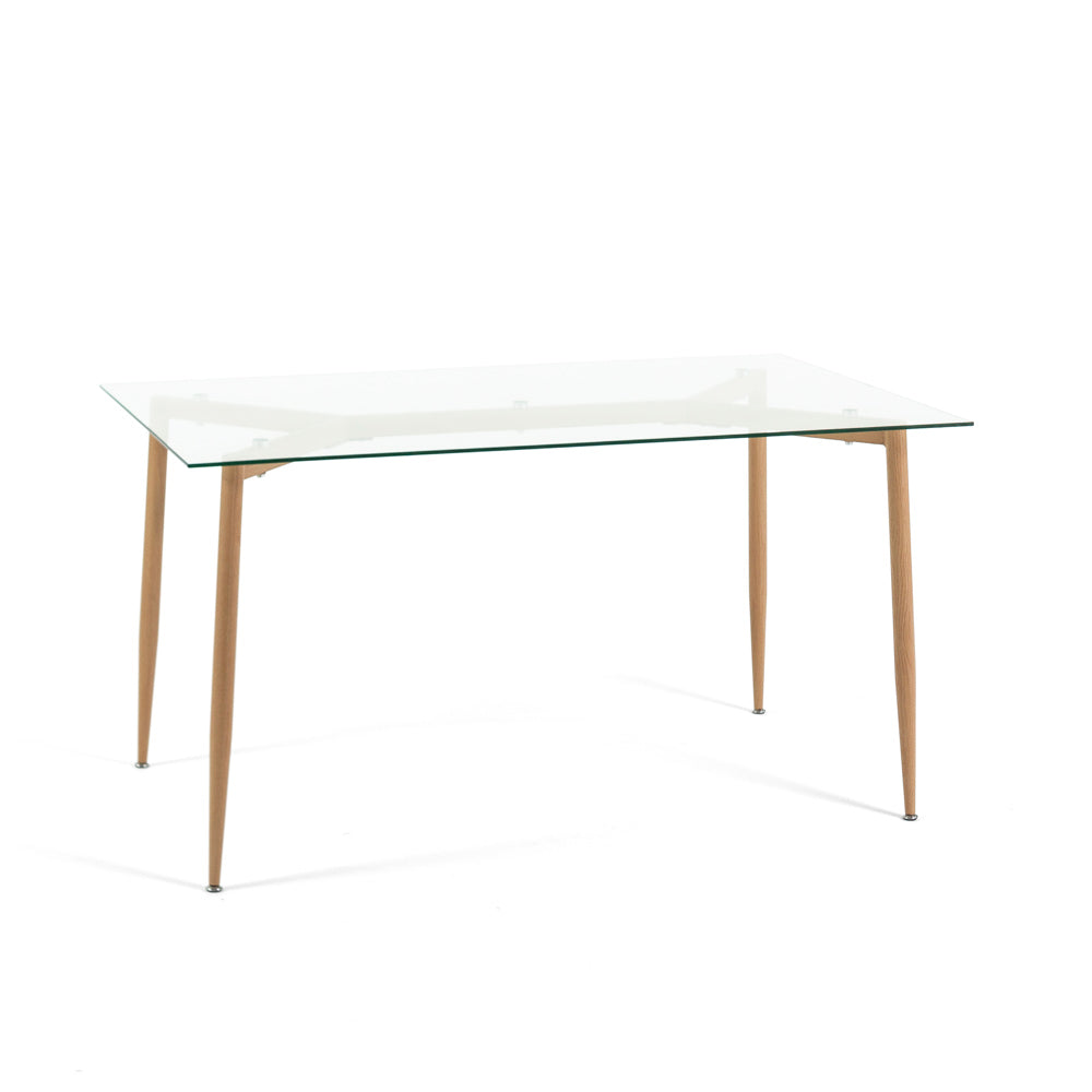 Tavolo rettangolare peter, dimensione 140x80 cm, gambe effetto legno chiaro