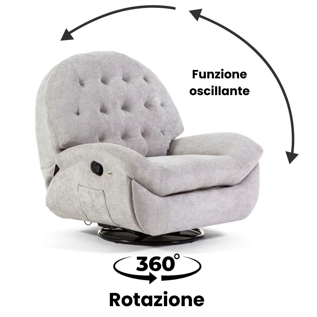 Pina – poltrona relax reclinabile girevole e a Dondolo