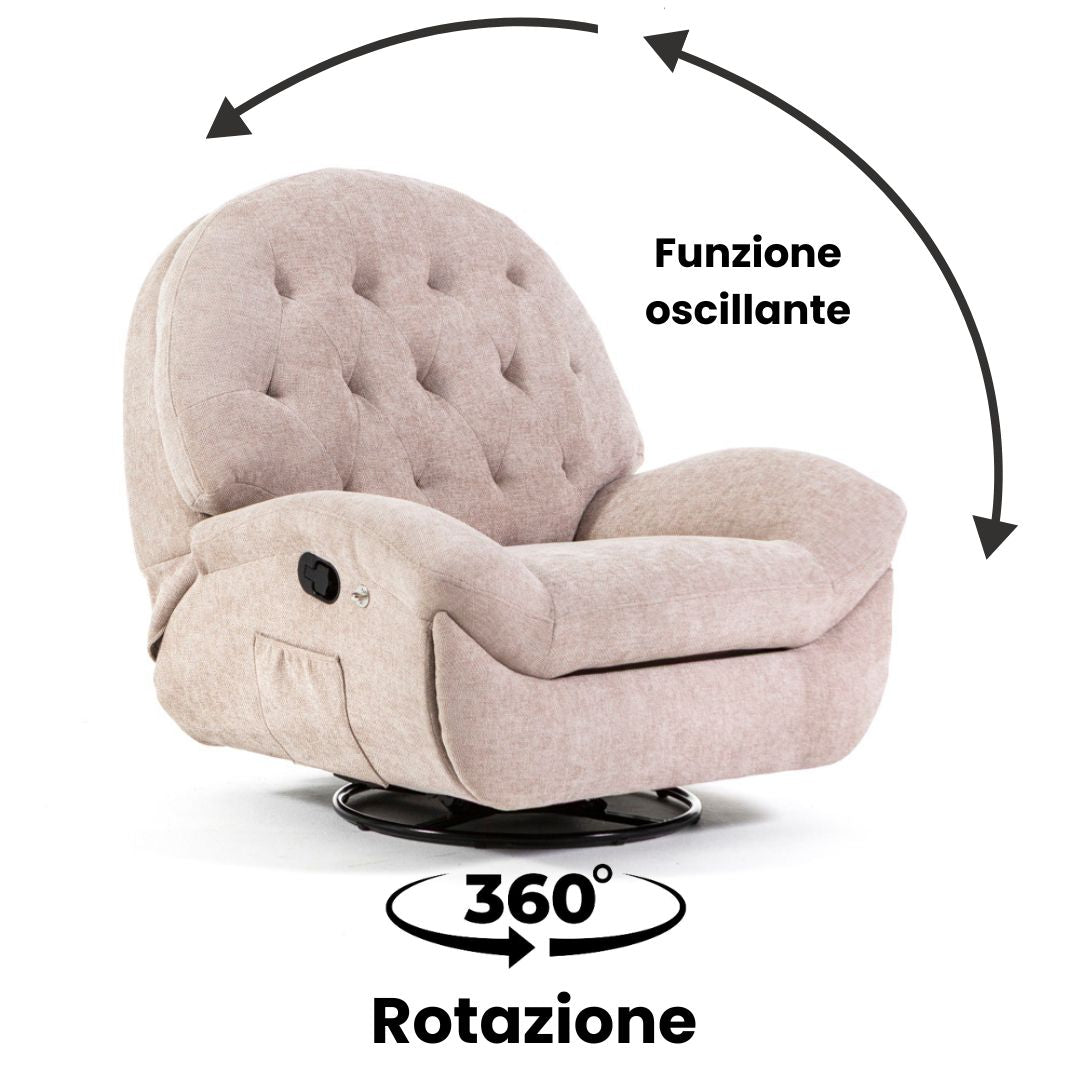 Pina – poltrona relax reclinabile girevole e a Dondolo